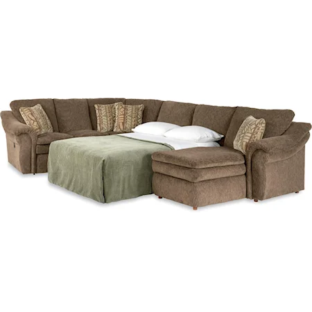 4 Piece Sectional Sofa with RAS Chaise and Full Sleeper